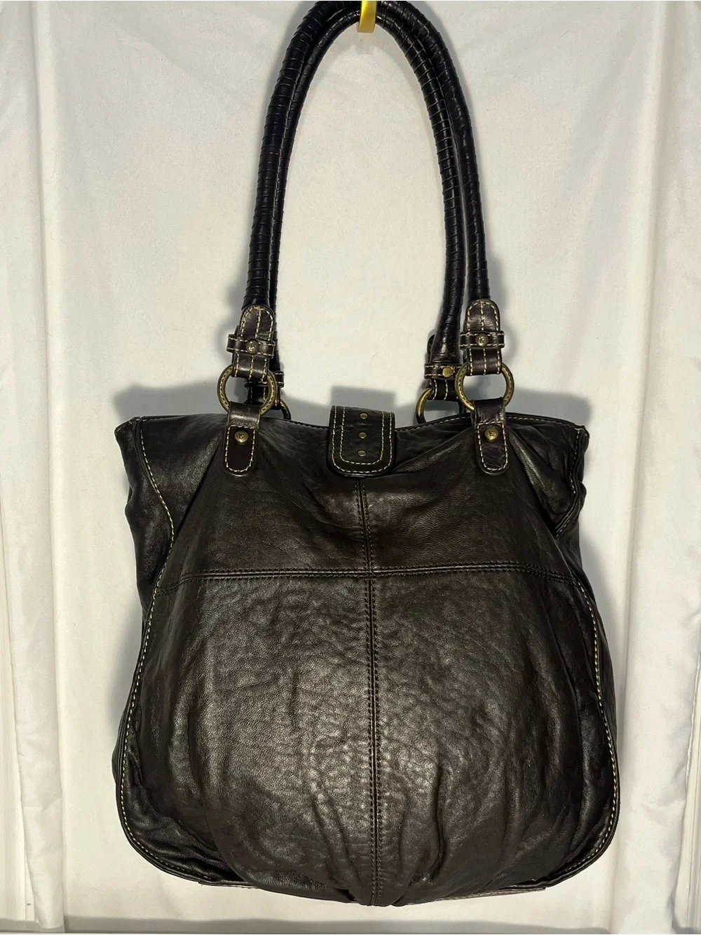 Liz Claiborne Dark Brown Leather Hobo Shoulder Bag